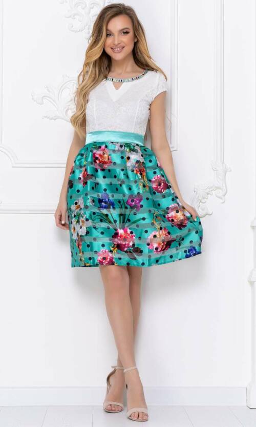 Повсякденнє плаття атлас смужка 5087 Бірюза