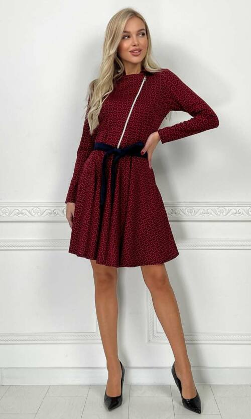 Червоне Повсякденне плаття французький трикотаж 7252