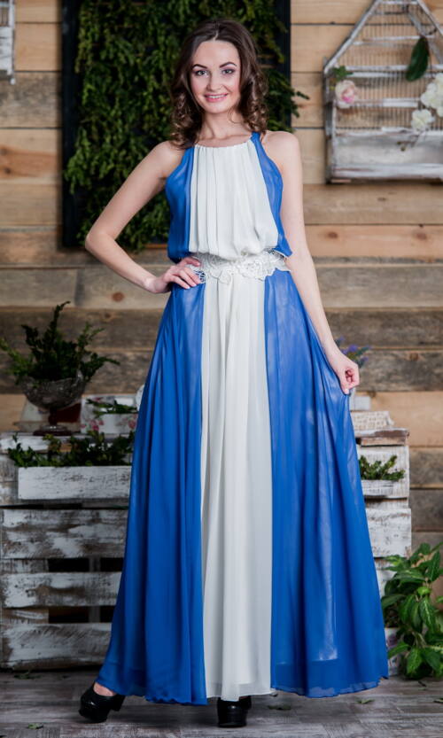 Літня Сукня Шифон Атлас 5066 Електрик