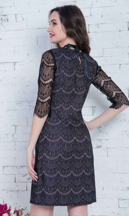 Коктейльна Сукня Гіпюр Кишені 5346 Фрезова