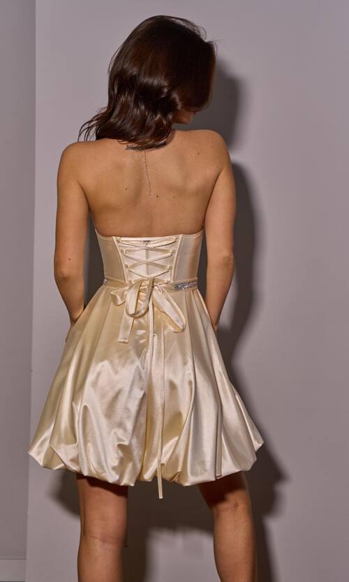 Коктейльна Сукня Корсет Міні 25005 Кремова