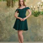 Коктейльна Сукня Відкриті Плечі 24045 Зелена