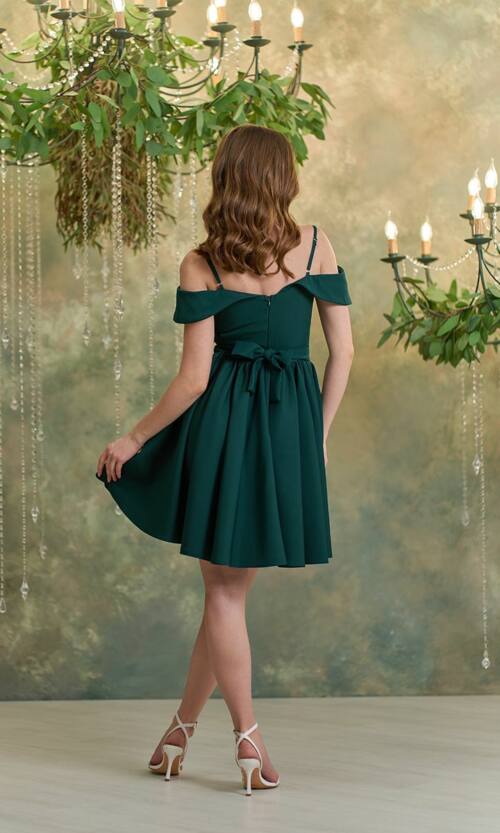 Коктейльна Сукня Відкриті Плечі 24045 Зелена