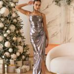 Вечірня Сукня Максі Дзеркало 25021 Графітова