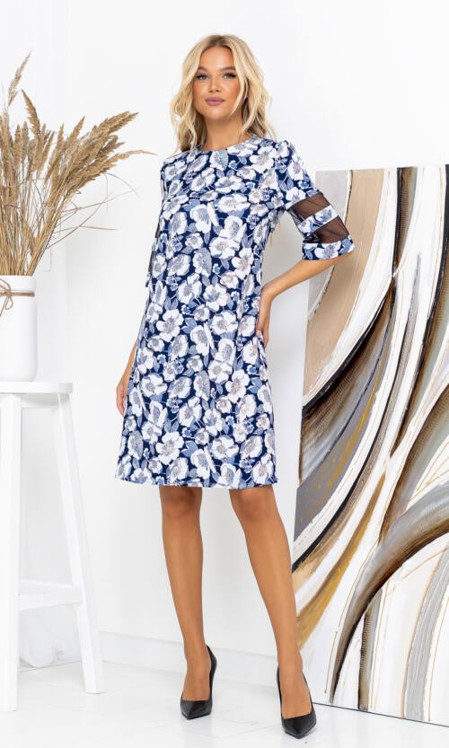 Повсякденна Сукня Квітковий Принт 20172 Блакитна