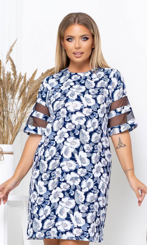 Повсякденна Сукня Квітковий Принт 20172 Блакитна