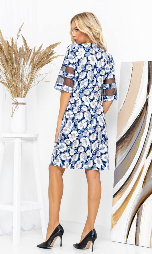 Повсякденна Сукня Квітковий Принт 20172 Блакитна