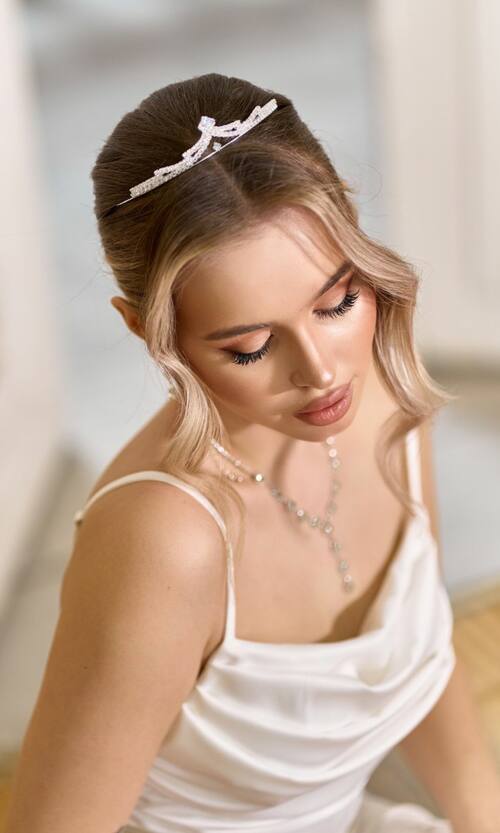 Диадема Стразы Бижутерия 25512 Серебристая