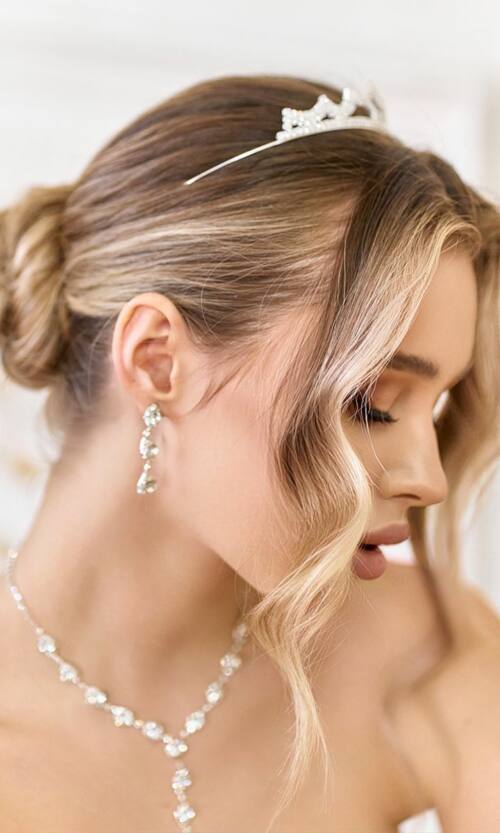 Серебристая Диадема Стразы Бижутерия 25513