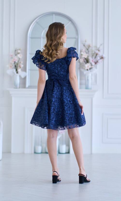 Коктейльна сукня "Гіпюр Лілія" 25009 Синя