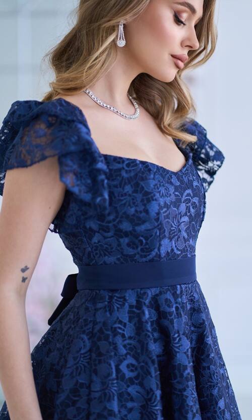 Коктейльна сукня "Гіпюр Лілія" 25009 Синя