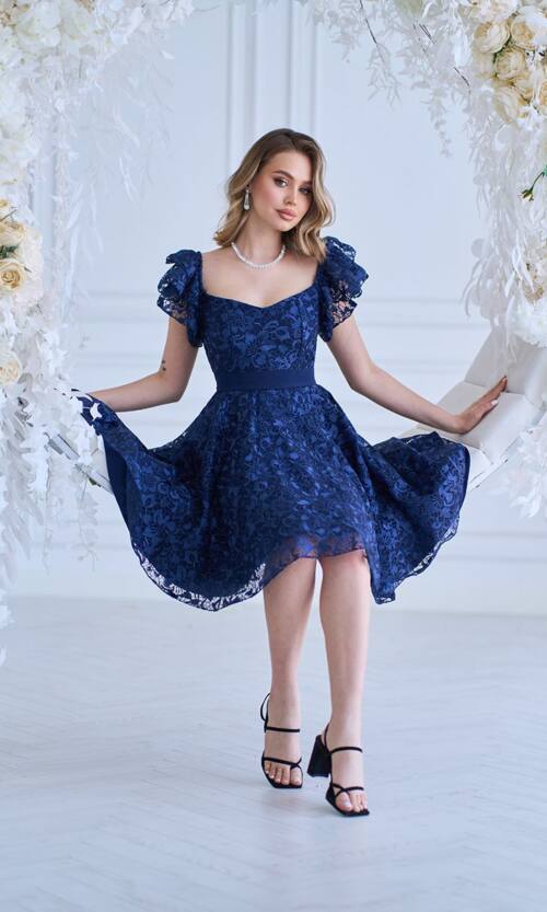Коктейльна сукня "Гіпюр Лілія" 25009 Синя