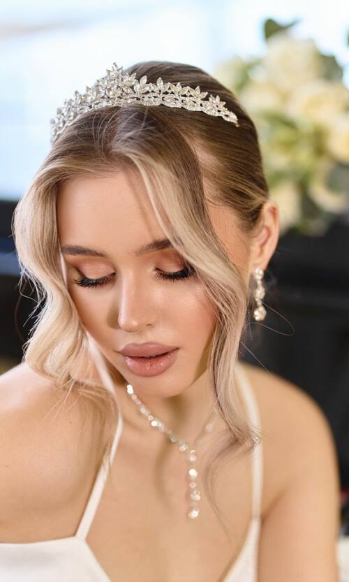 Диадема Королевская Стразы Бижутерия 25515 Серебряная