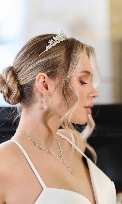 Диадема Королевская Стразы Бижутерия 25515 Серебряная