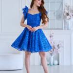 Коктейльна сукня “Гіпюр Лілія” 25009 Електрик