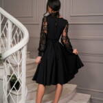 Коктейльна Сукня Рукава Вишивка 22088 Чорна