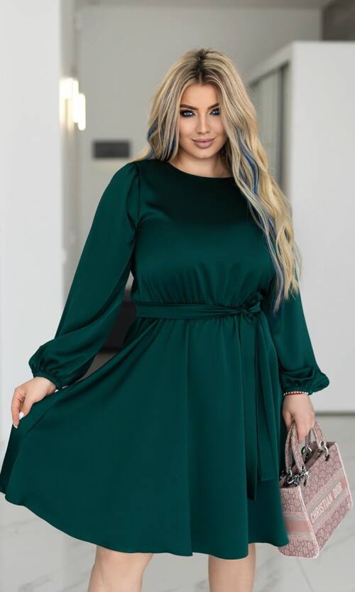 Коктейльна Сукня Шовк Міді 25015 Зелена