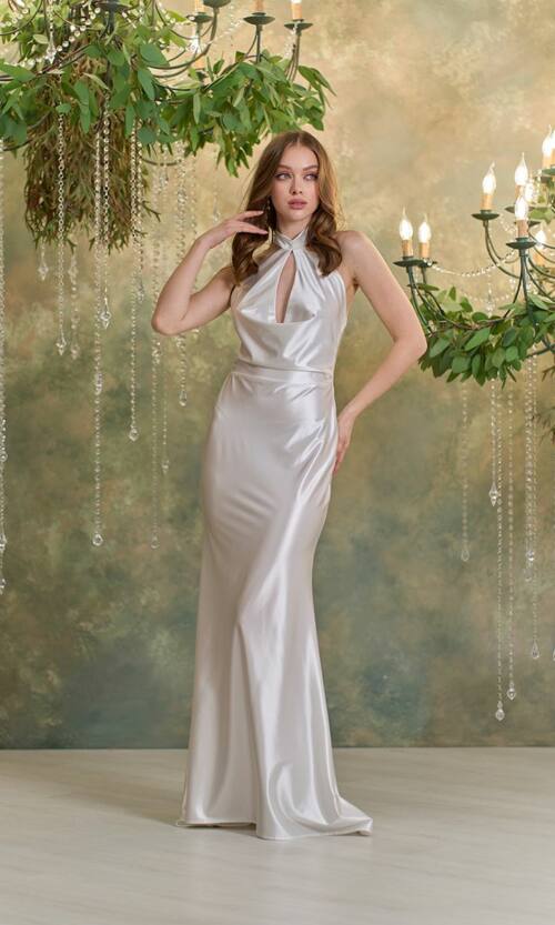 Вечернее Платье Декольте Макси 25011 Молочное