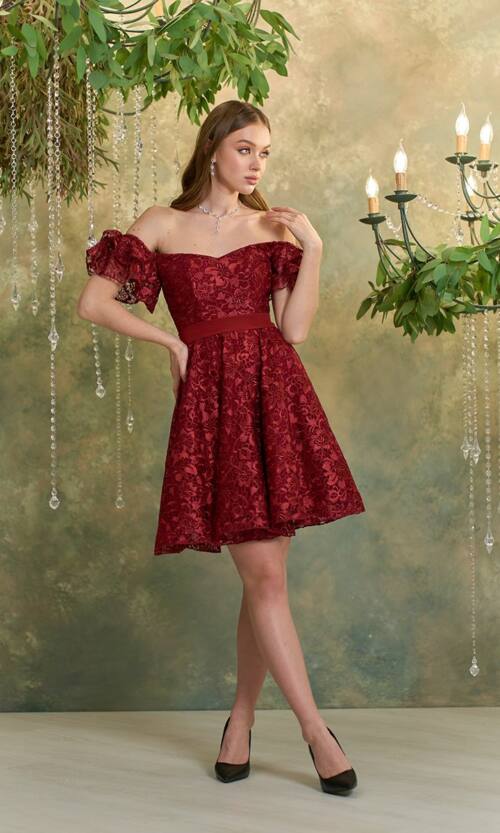 Коктейльна сукня "Гіпюр Лілія" 25009 Бордова