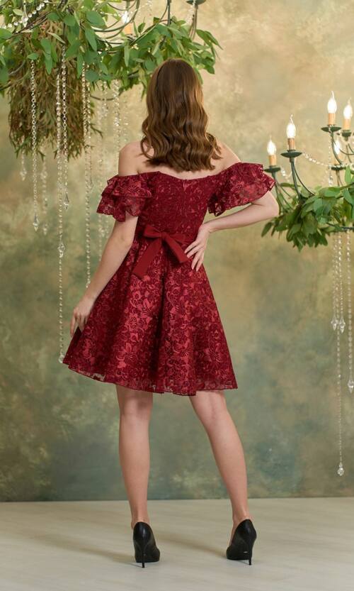 Коктейльна сукня "Гіпюр Лілія" 25009 Бордова