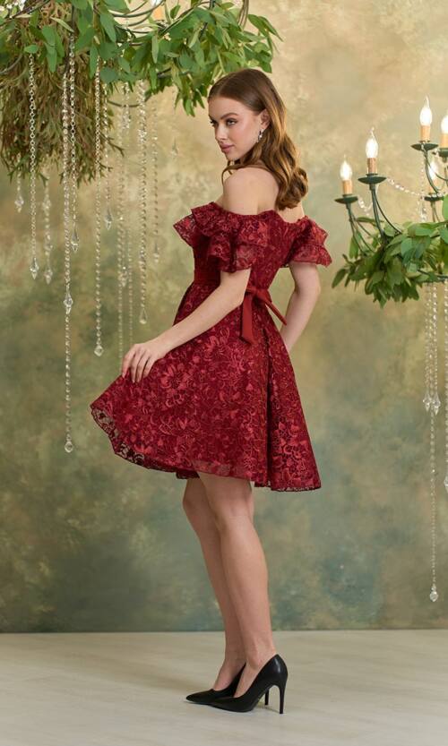 Коктейльна сукня "Гіпюр Лілія" 25009 Бордова