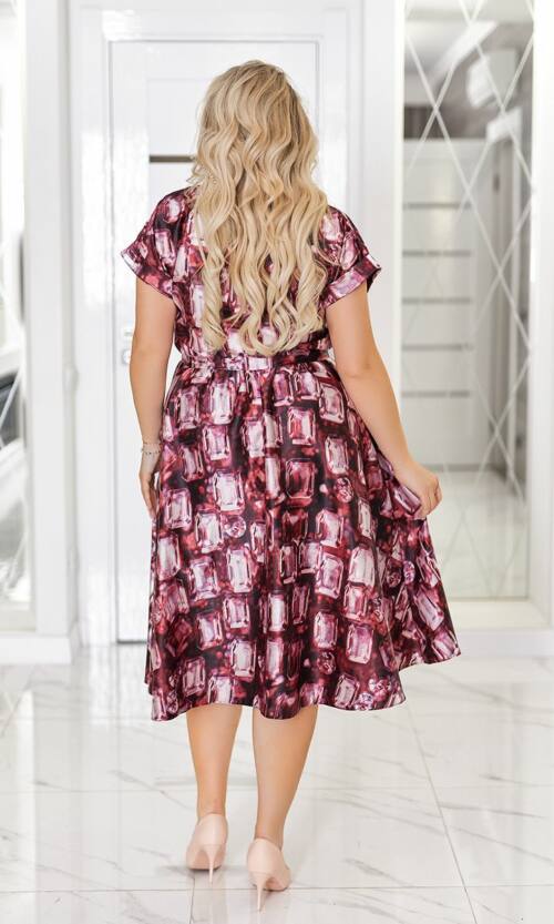 Повсякденна Сукня Атлас Принт 25033 Бордо