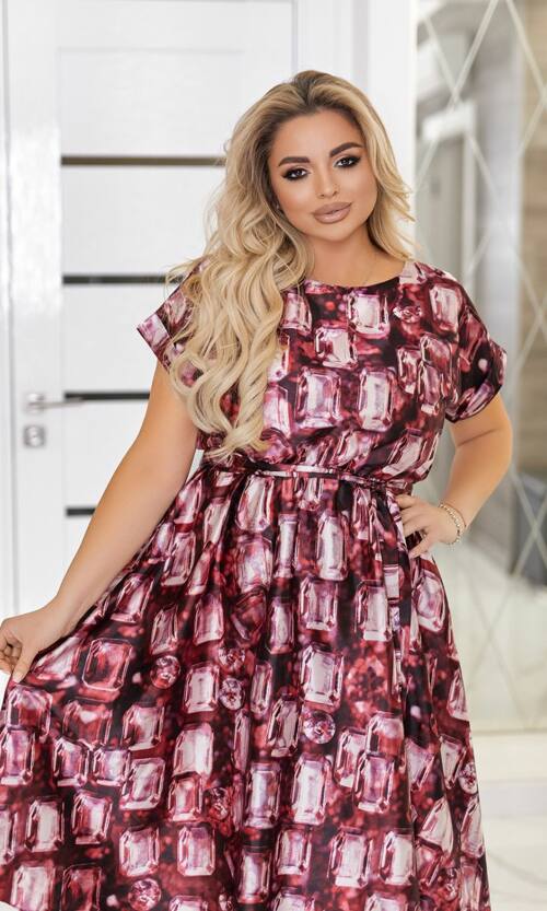 Повсякденна Сукня Атлас Принт 25033 Бордо