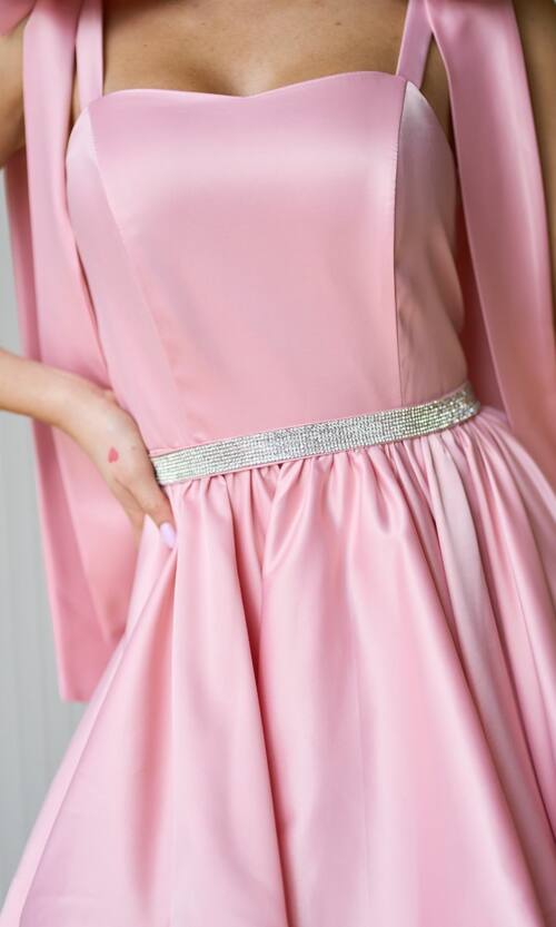 Коктейльна Сукня Банти Атлас 25028 Рожева