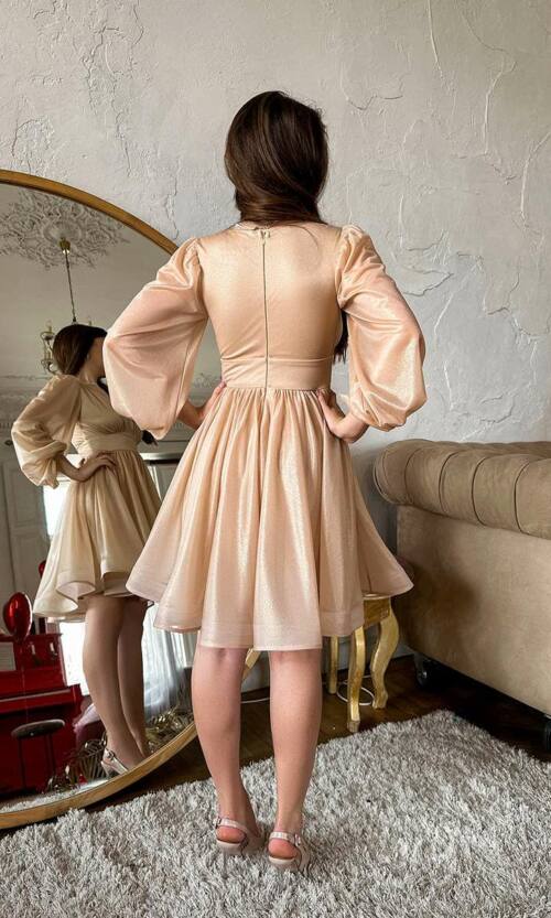 Коктейльна сукня перламутровий шифон 24001 Бежева