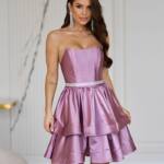 Коктейльна Сукня Корсет Подвійна Спідниця 25012 Фрезова