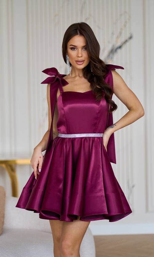 Коктейльна Сукня Банти Атлас 25028 Бордова