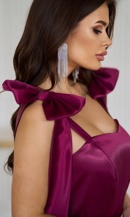 Коктейльна Сукня Банти Атлас 25028 Бордова