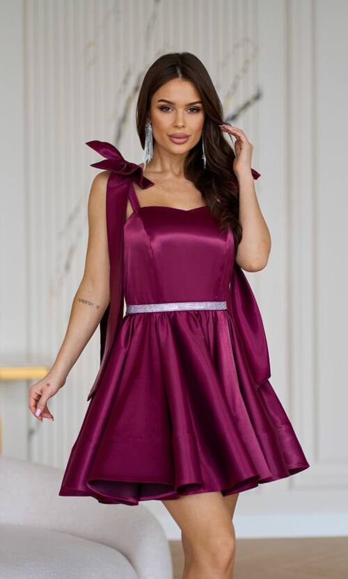 Коктейльна Сукня Банти Атлас 25028 Бордова