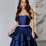 Коктейльна Сукня Корсет Подвійна Спідниця 25012 Синя