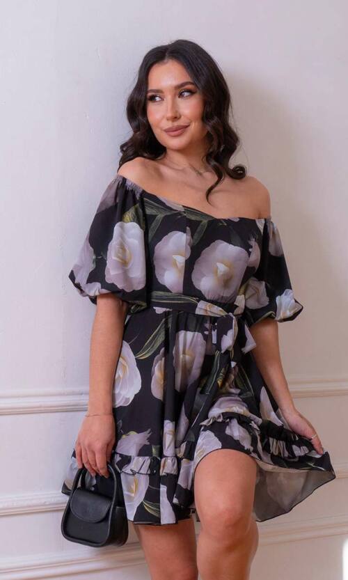 Сукня софт квітковий принт 24015 Чорна