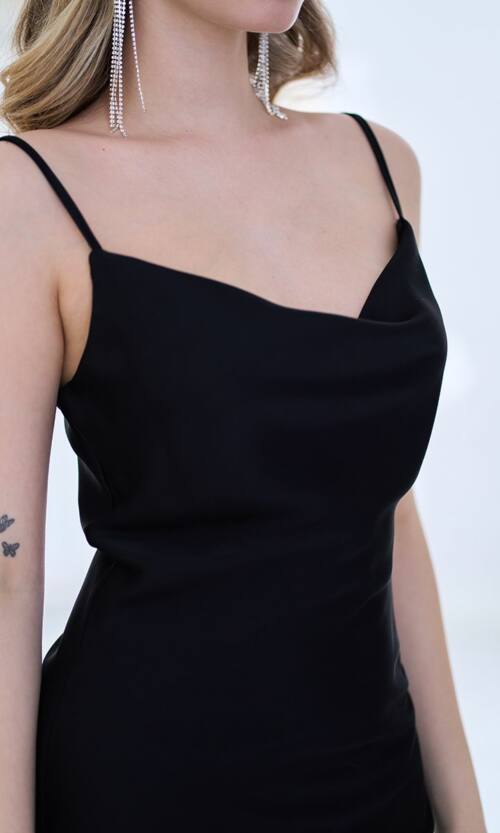 Коктейльна Сукня Slip Dress 25027 Чорна