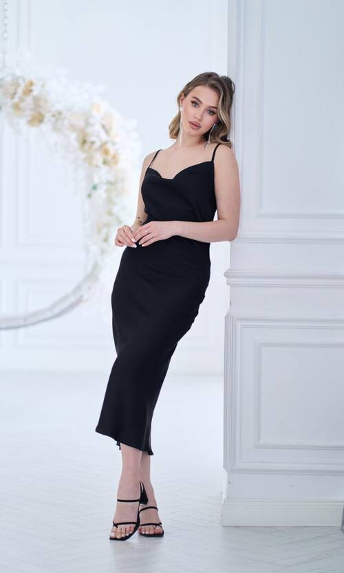 Коктейльна Сукня Slip Dress 25027 Чорна