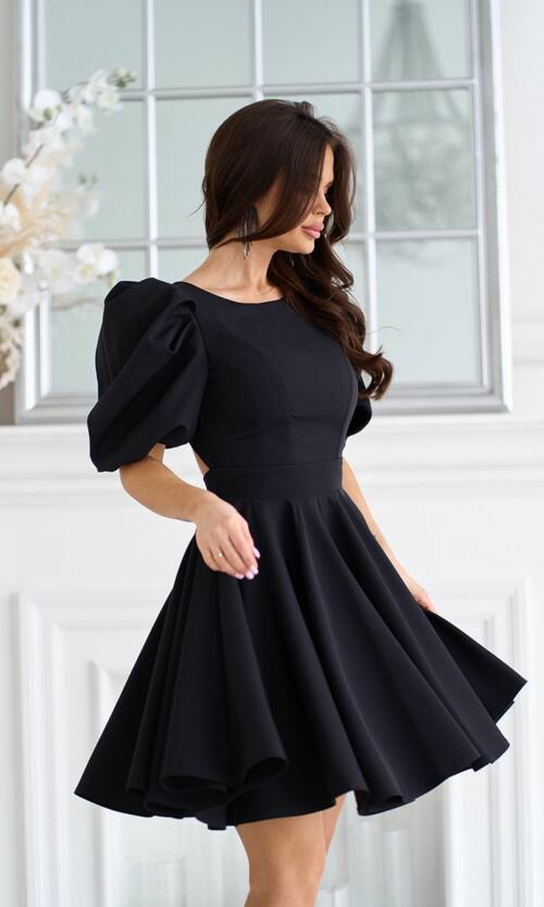 Коктейльна Сукня з Відкритою Спиною 25022 Чорна