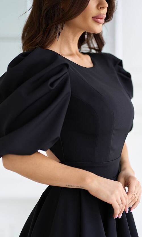 Коктейльна Сукня з Відкритою Спиною 25022 Чорна