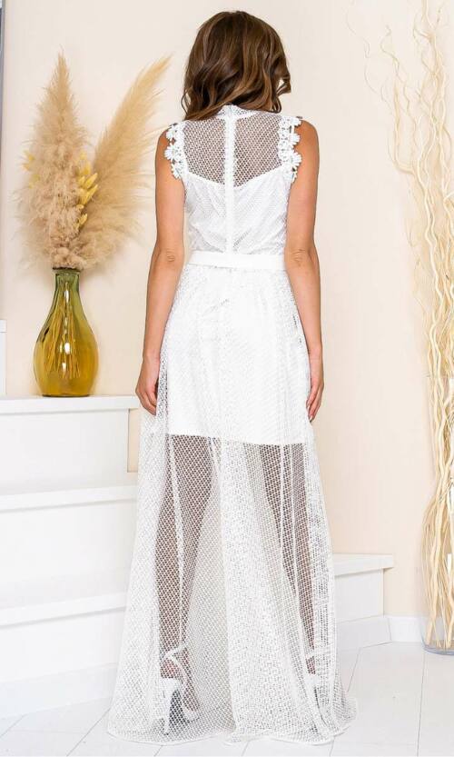 Коктейльна сукня велика сітка 21089 Молочна