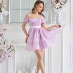 Коктейльна Сукня Шифон Сяйво Міні 25030 Лавандова
