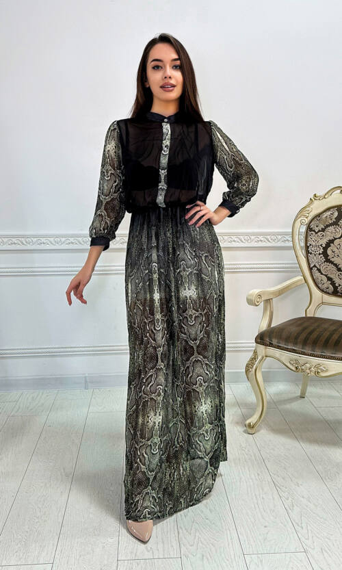 Літня Сукня Шифон Пітон 4253 Зелена