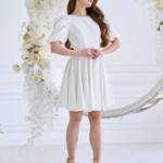 Коктейльна Сукня з Відкритою Спиною 25022 Молочна