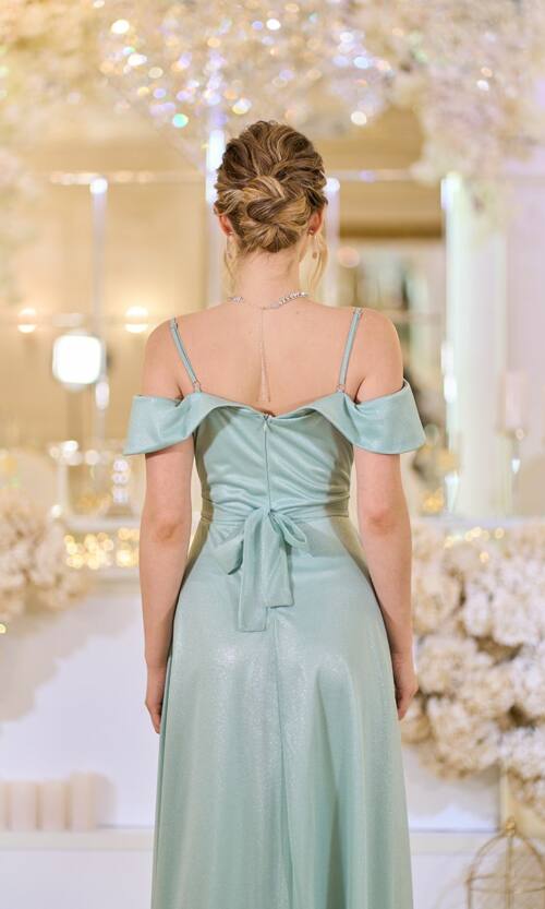 Вечернее платье Шифон Блеск Макси 25038 Мятное