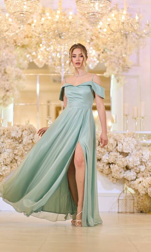 Вечернее платье Шифон Блеск Макси 25038 Мятное