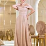 Вечірня сукня Шифон Блиск Максі 25038 Бежева
