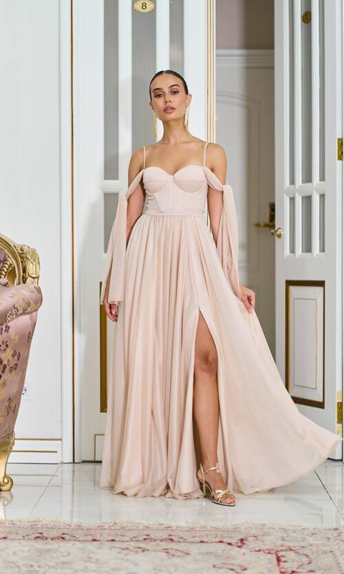 Вечірня Сукня Ліф Корсет Максі 25041 Бежева