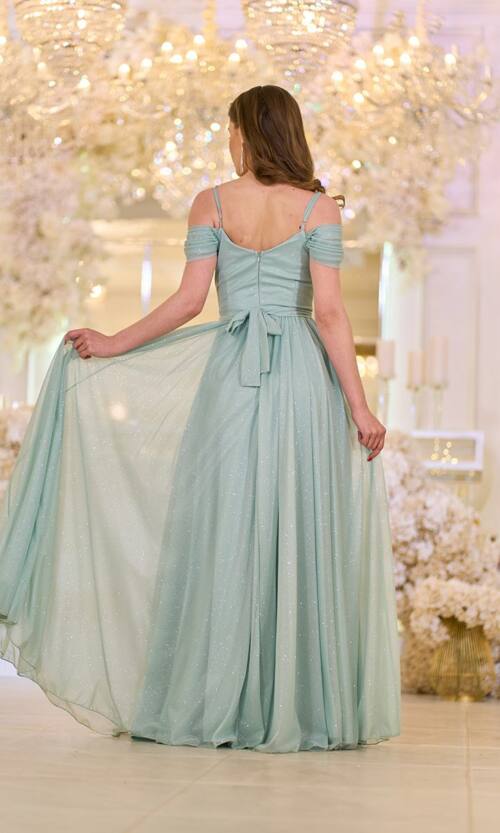 Вечірня Сукня Шифон Блиск Максі 25043 М'ятна