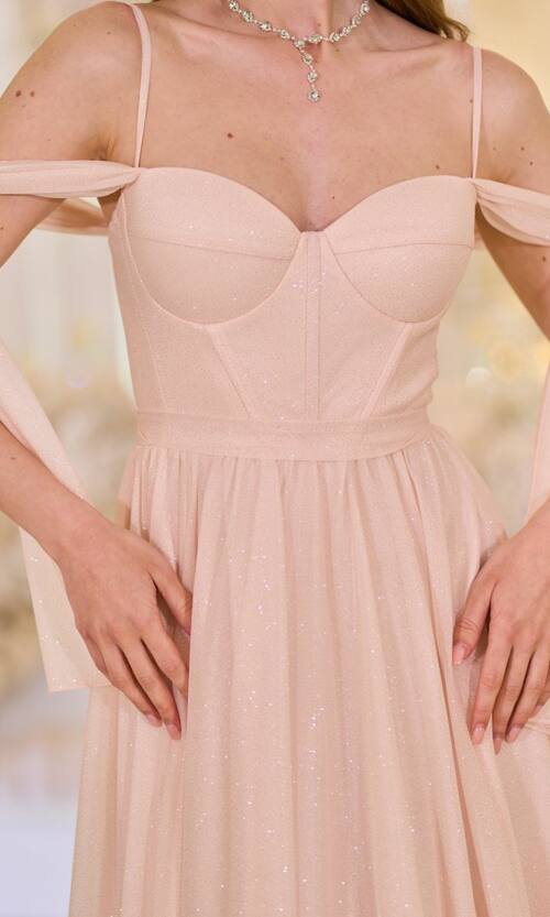 Вечірня Сукня Ліф Корсет Максі 25041 Персикова