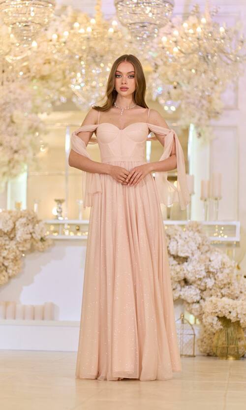 Вечірня Сукня Ліф Корсет Максі 25041 Персикова